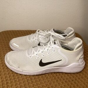 Nike Free RN Run Mens Sz 12 White Black 942836-100 Running Athletic Gym Shoes